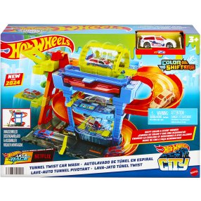 Hot Wheels city color shifters automyčka s otočným tunelem